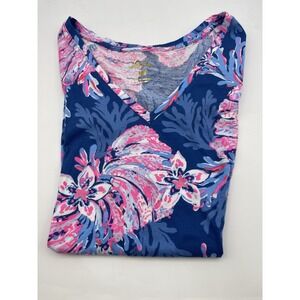 NWT LILLY PULITZER MULTI‎ FOR THE FANS MEREDITH V-NECK TOP TEE XS